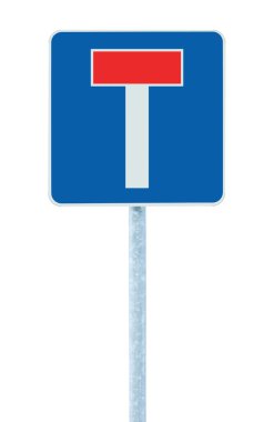 Dead end / no through road traffic sign, isolated roadside T sign clipart