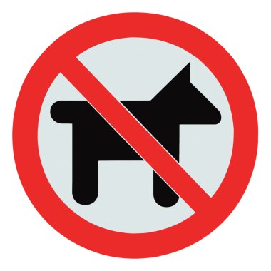 No dogs / pets allowed, warning sign, isolated round signage clipart