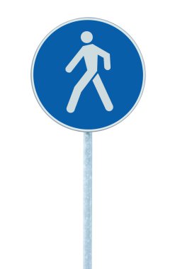 Pedestrian walking lane walkway footpath road sign on pole post, clipart