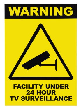 Facility protected by video surveillance text sign clipart