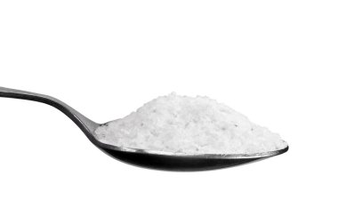 Spoon Of Coarse Salt, Isolated Macro Closeup Of Teaspoon clipart