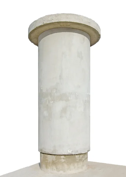 Reklám pillér, viharvert öreg grunge világos szürke beton, elszigetelt — Stock Fotó