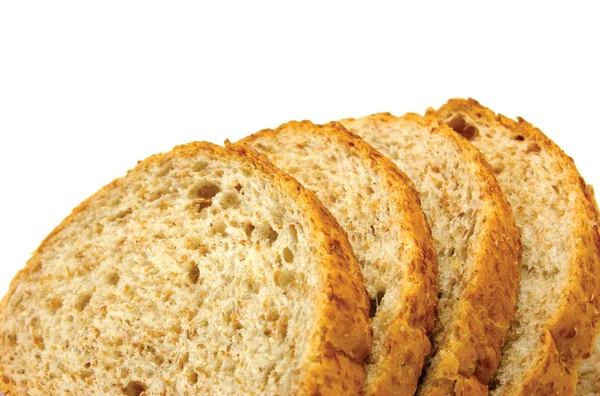 Brotscheiben isoliert stapeln — Stockfoto