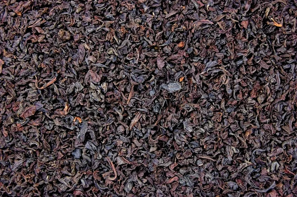 Szczegółowe czarna herbata luźnych liści tekstura tło — Zdjęcie stockowe