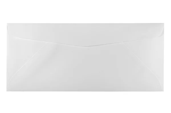 Назад невикористану конверт розміру білої літери ізольовано — стокове фото