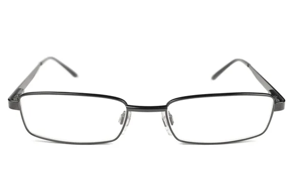 Gafas graduadas, gafas de hombre negras, marco de titanio, macro aislado —  Fotos de Stock