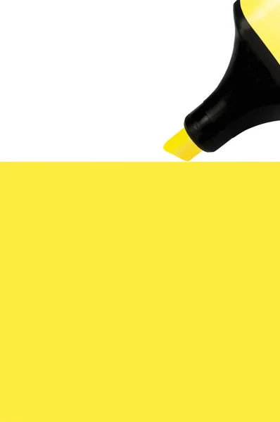 Sarı marker boyama büyük arka plan, izole makro — Stok fotoğraf