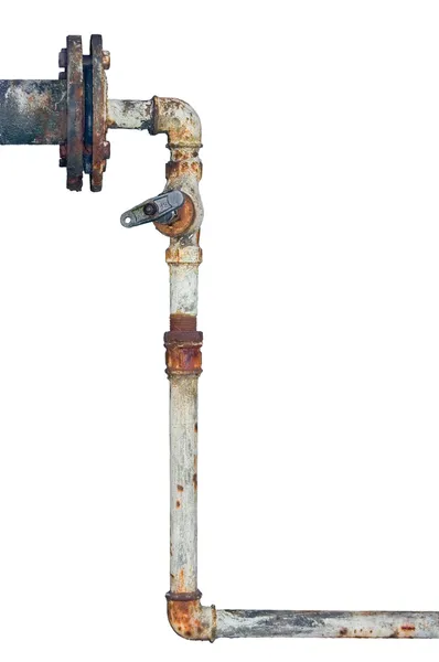 旧水管生锈，岁风化孤立的 grunge 铁管道 — 图库照片