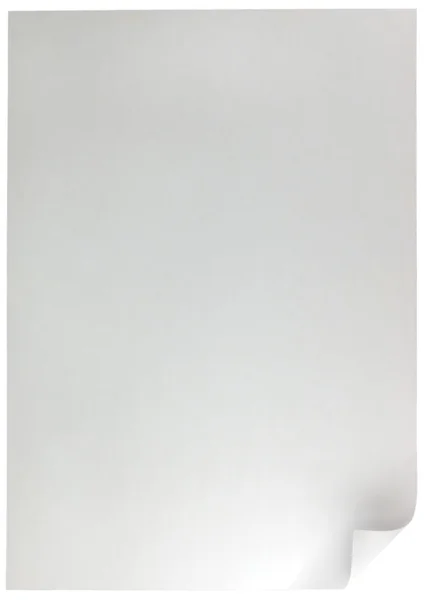 Beyaz sayfa curl, izole boşaltmak dikey — Stok fotoğraf