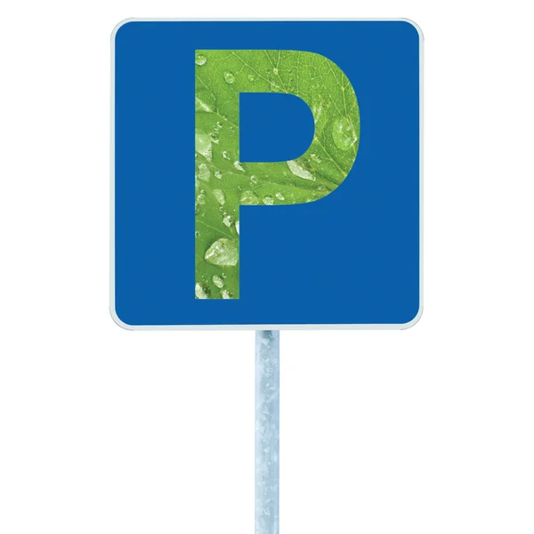 Parkplatzschild an Mast, Verkehrszeichen — Stockfoto