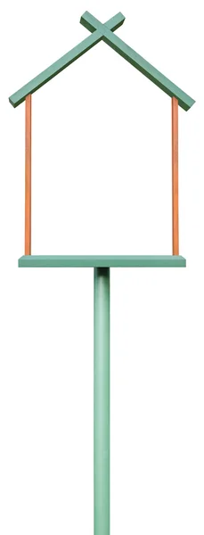 Placa de sinalização em branco, isolado Copyspace verde ocre quadro de madeira — Fotografia de Stock