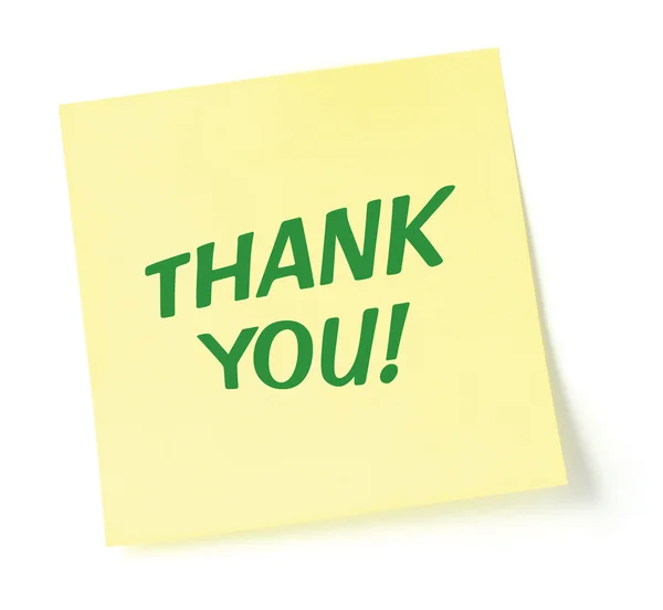Thank You Note, yellow sticky note sticker — Stock Photo, Image