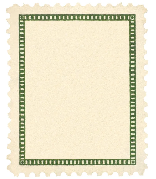 Selo de correio vintage em branco e macro verde da vinheta, isolado — Fotografia de Stock
