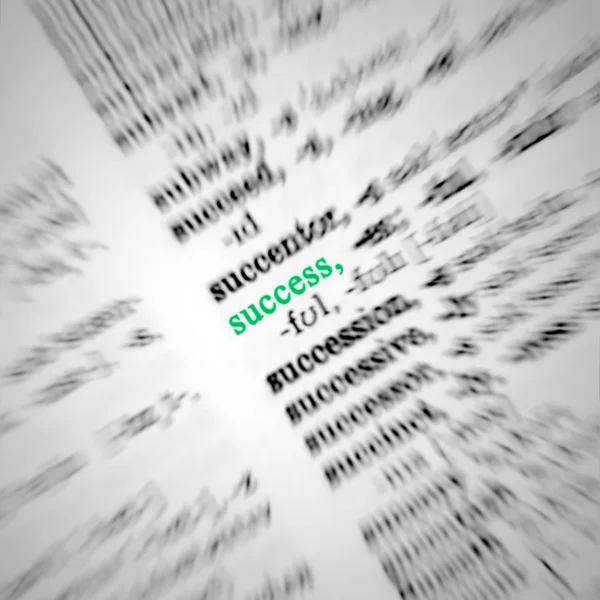 Siker makró közelről a szótárban, szöveg-zöld, koncepció — Stock Fotó