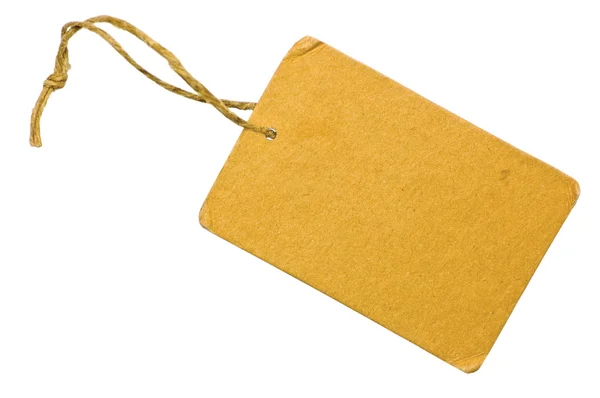 Blank Yellow Grunge Cardboard Sale Tag Label Isolated Closeup Ma Stock Picture
