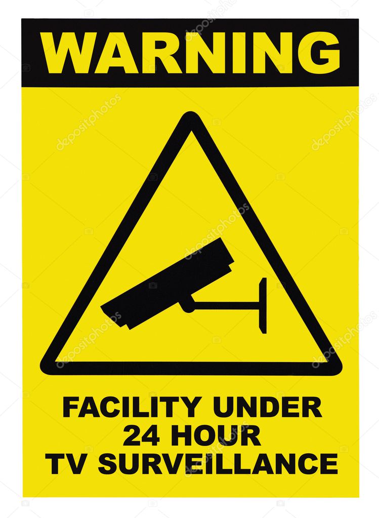 Facility protected by video surveillance text sign