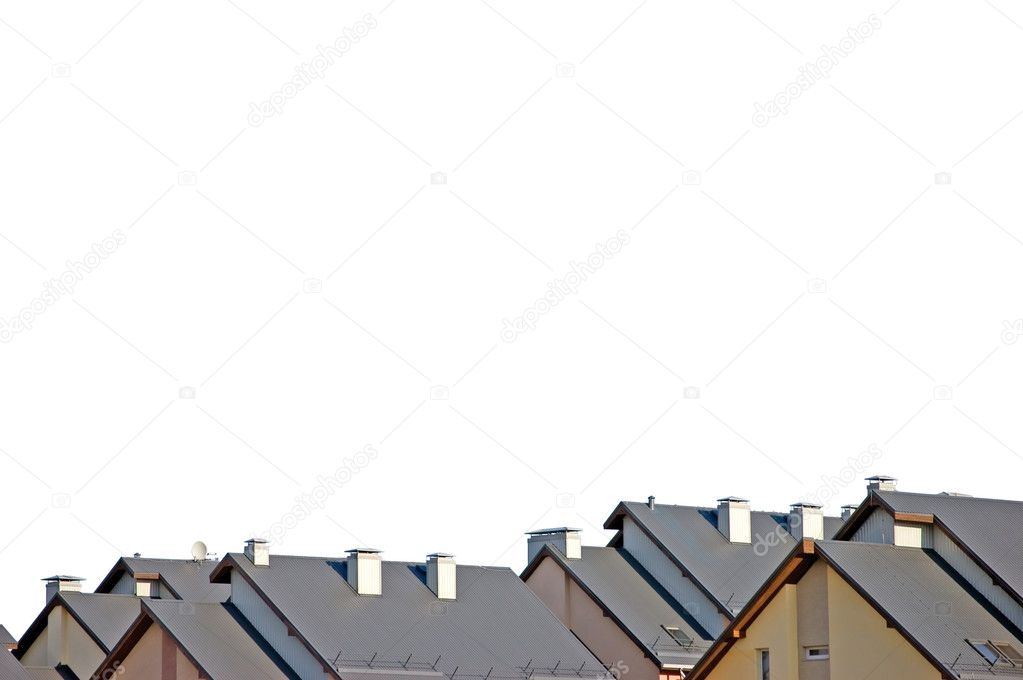 Detailed Rowhouse Roofs Panorama Isolated