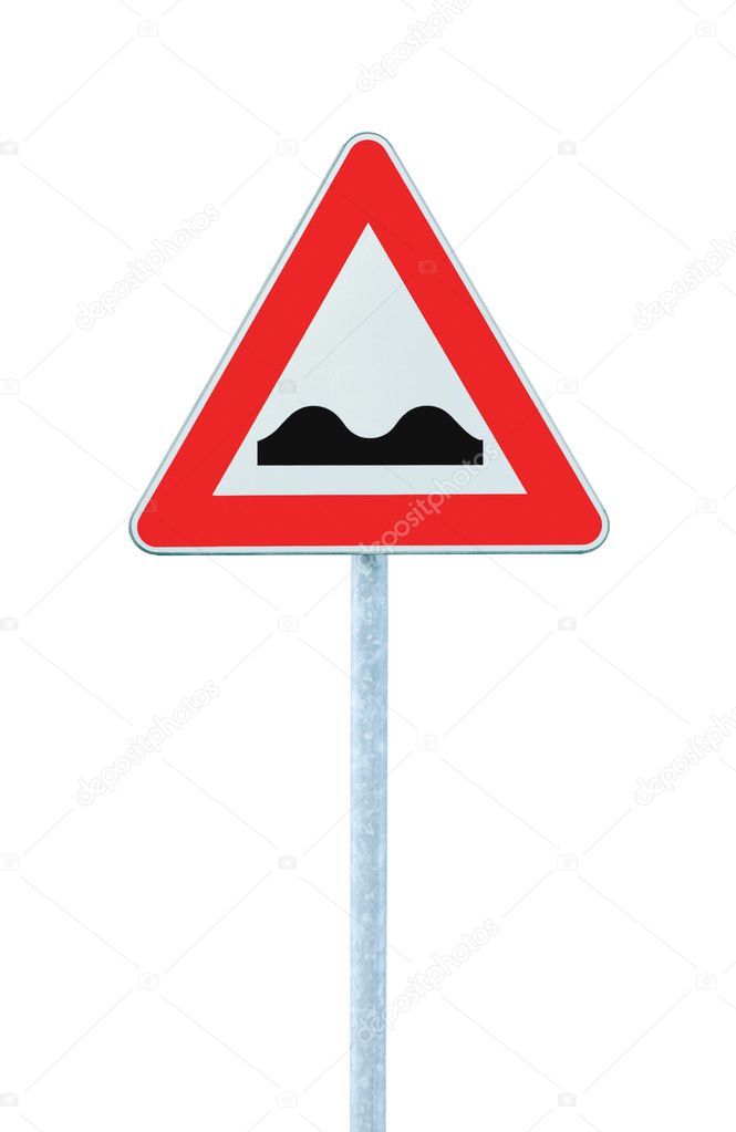 Uneven Road Sign With Pole isolated on white