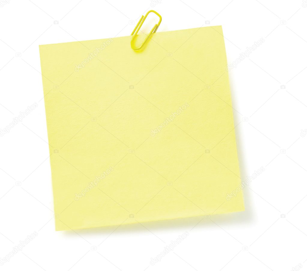 Yellow To-Do List With Paperclip, Isolated sticker sticky note