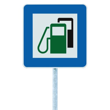benzin istasyonu yol işareti, yeşil enerji konsepti, benzin yakıt doldurma tabela