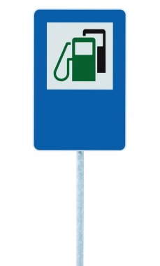 Gas Station Road Sign, Green Energy Concept Gasoline Fuel Filling Traffic clipart