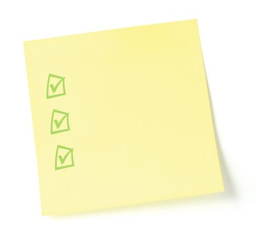 Yellow Post-It Style Sicky Note Sticker To-Do List Isolated clipart