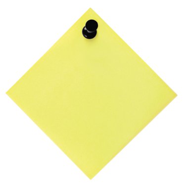 Blank Yellow To-Do List With Black Pushpin, sticky note sticker isolated clipart