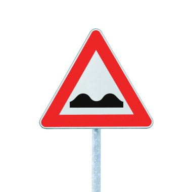 Uneven Road Sign With Pole isolated on white clipart