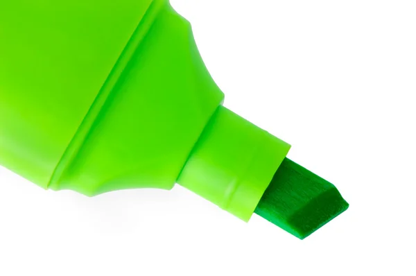 Zielony znacznik zbliżenie makro na białym tle — Zdjęcie stockowe