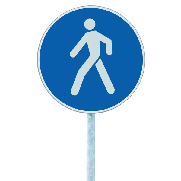 Pedestrian walking lane walkway footpath road sign on pole post — Stock Photo, Image