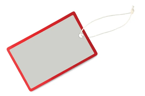 Boş Satılık etiketi etiket izole kapatmak makro, gri, gri, kırmızı — Stok fotoğraf