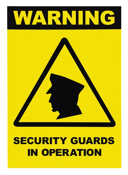 Ochroniarze w operacji tekst znak ostrzegawczy — Zdjęcie stockowe