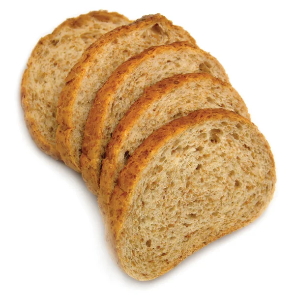 Plátky nakrájený chléb zásobníku izolované closeup — Stock fotografie