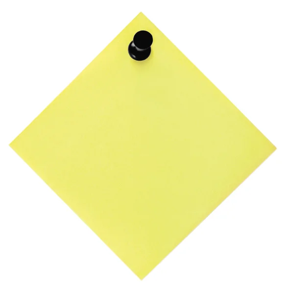 Tom gul uppgiftslista med svart kartnål, fästis klistermärke isolerade — Stockfoto