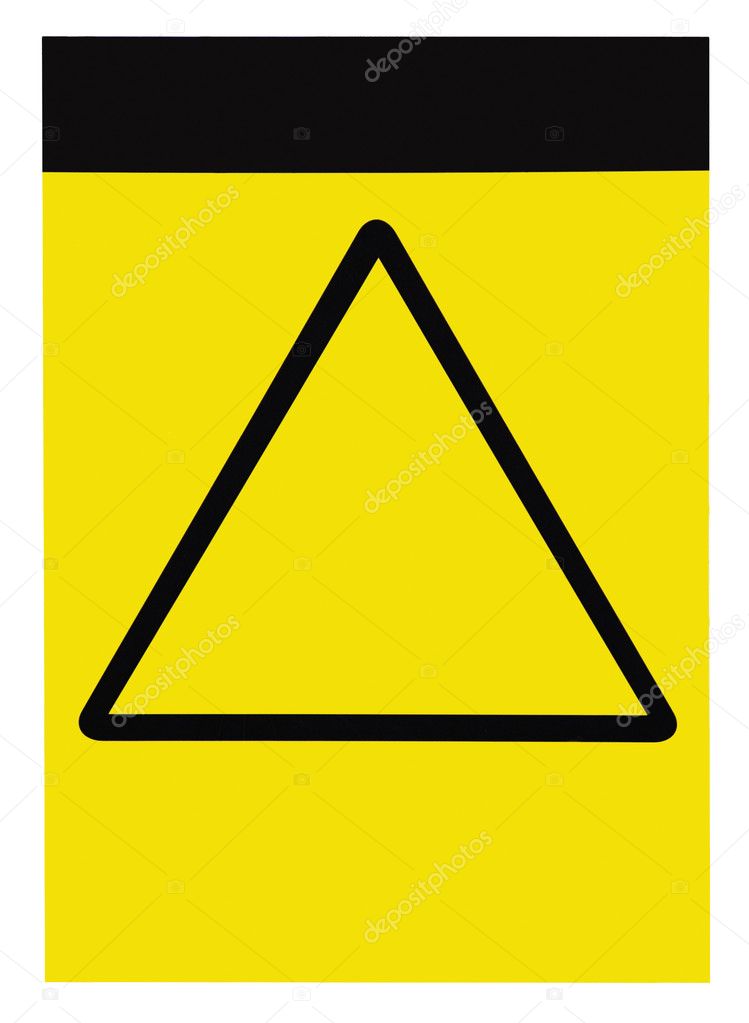 Blank yellow black triangle general caution warning attention