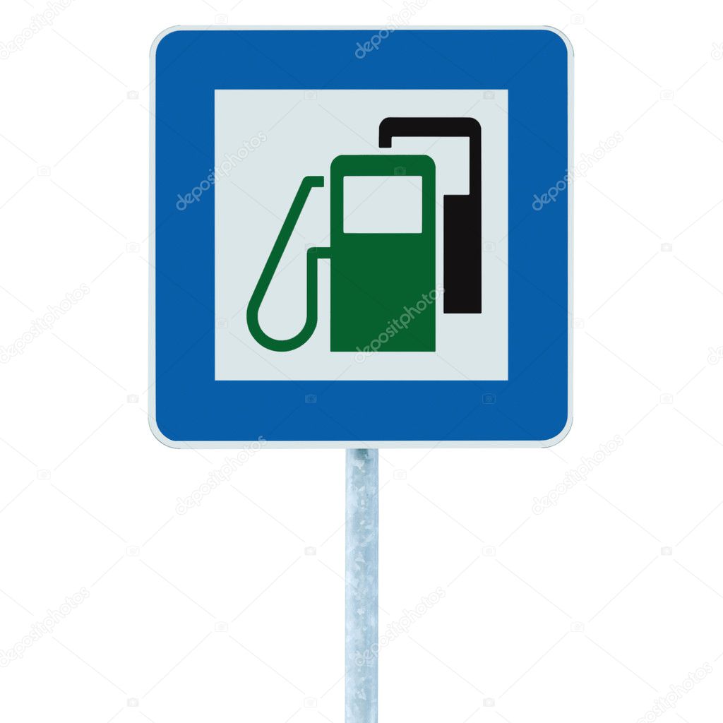 Gas Station Road Sign, Green Energy Concept, Gasoline Fuel Filling Signage
