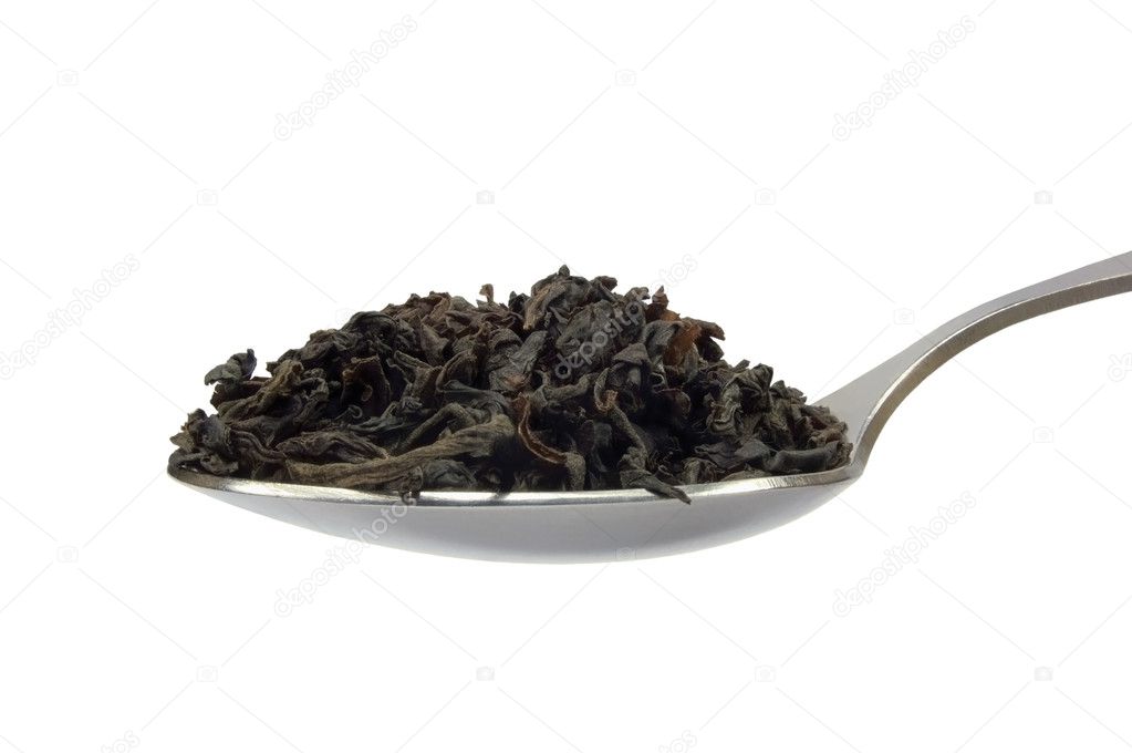 Spoonful of loose black tea leaf