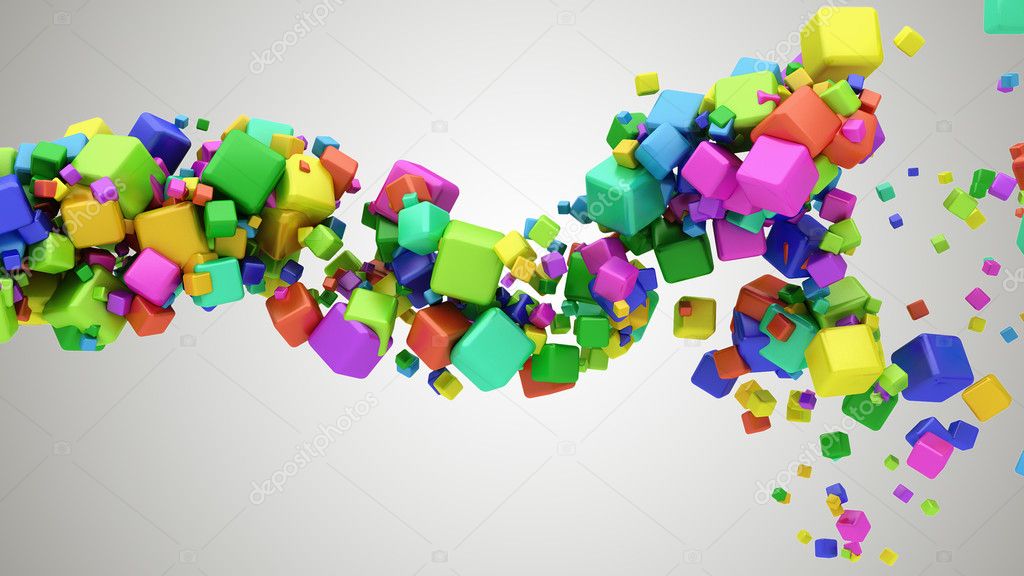 Abstract image of floating cubes