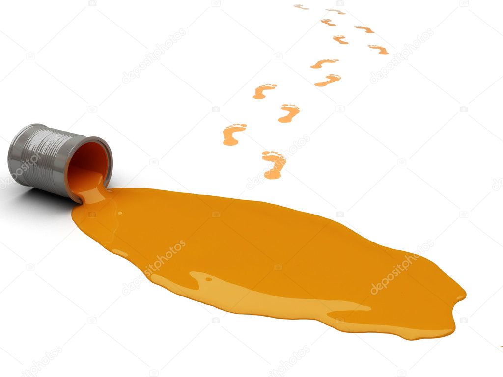 Spilled orange paint