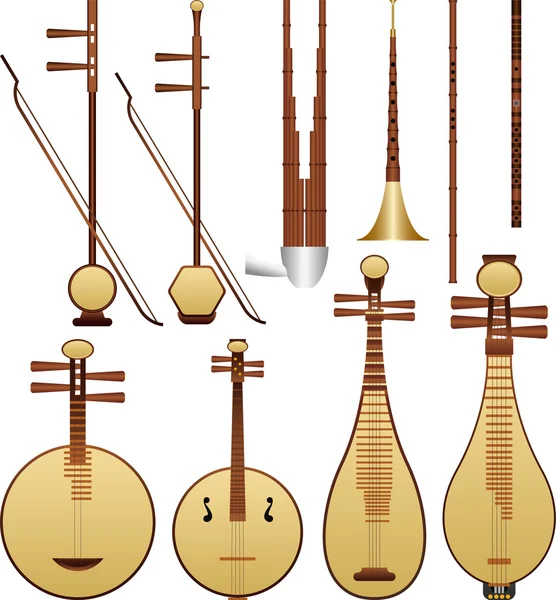 Chinese Musical Instruments - Stok Vektor