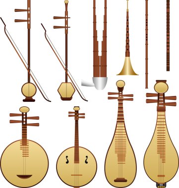 Chinese music instruments clipart