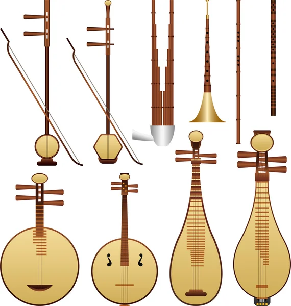 Instrumentos musicais chineses — Vetor de Stock