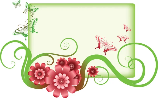 Fleurs décoratives et cadre — Image vectorielle