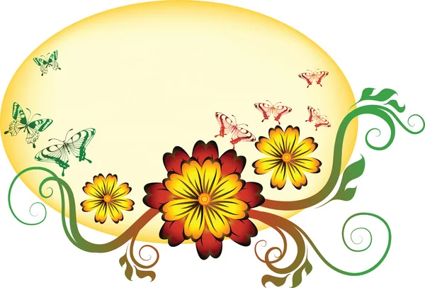 Декоративні квіти і рамка — стоковий вектор