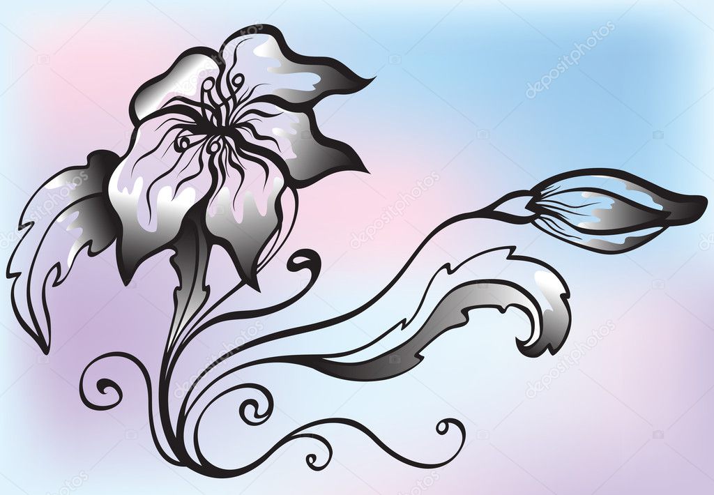 Decorative flower on abstract background