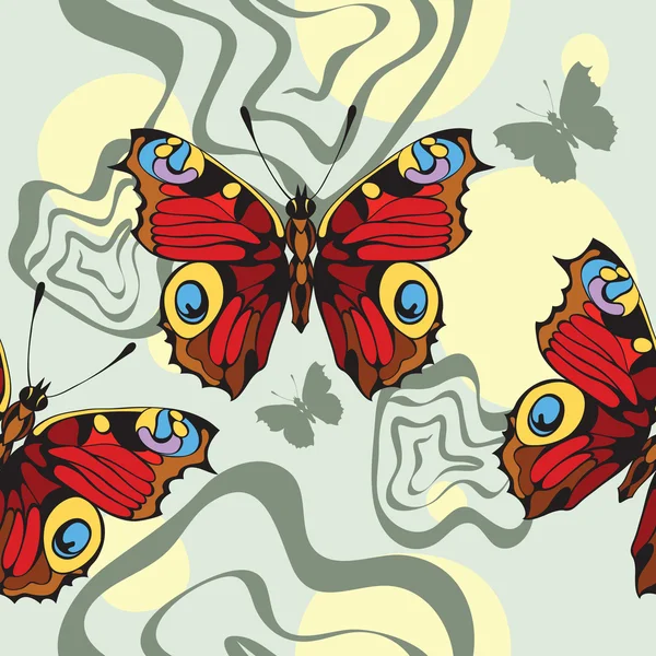 Απρόσκοπτη υπόβαθρο με διακοσμητικές πεταλούδες ωραία — Διανυσματικό Αρχείο