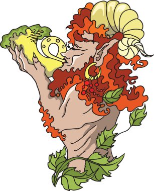 Faun with horn clipart