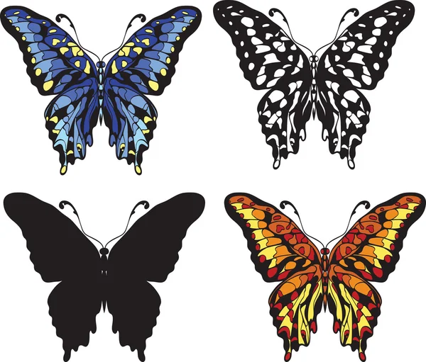 Conjunto de borboletas decorativas isoladas em fundo branco —  Vetores de Stock