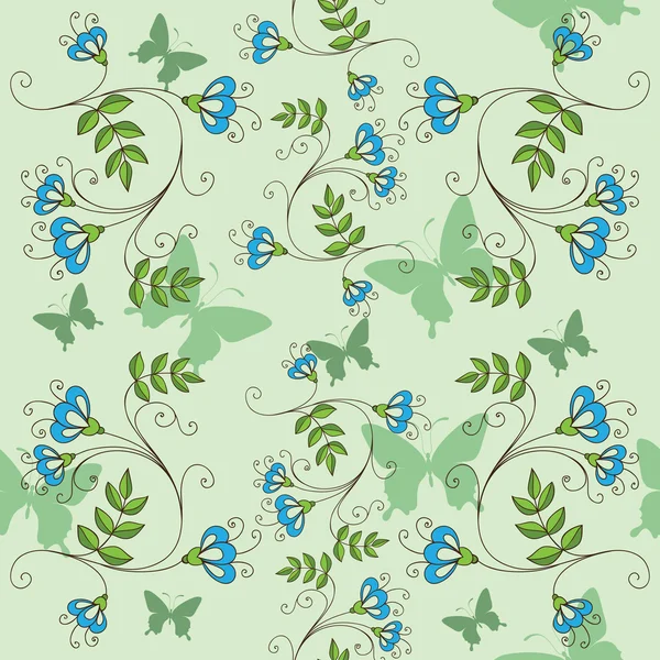 Fond transparent avec des fleurs et des papillons — Image vectorielle