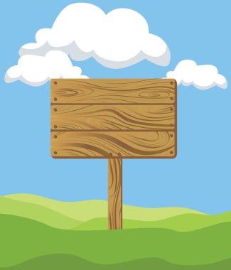 Board for notice on grass clipart